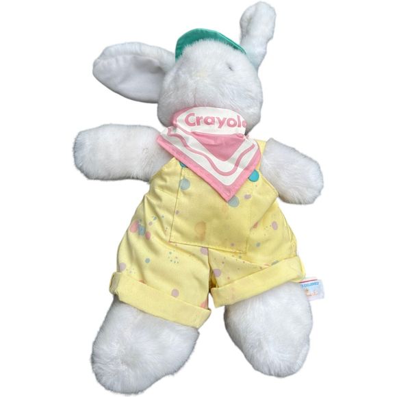 Vintage Hallmark Crayola Painter BUNNY Rabbit Spring Plush Stuffed Animal 1989 - Picture 4 of 15